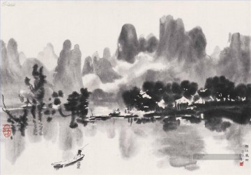  scènes - Xu Beihong rivière scènes chinois traditionnel